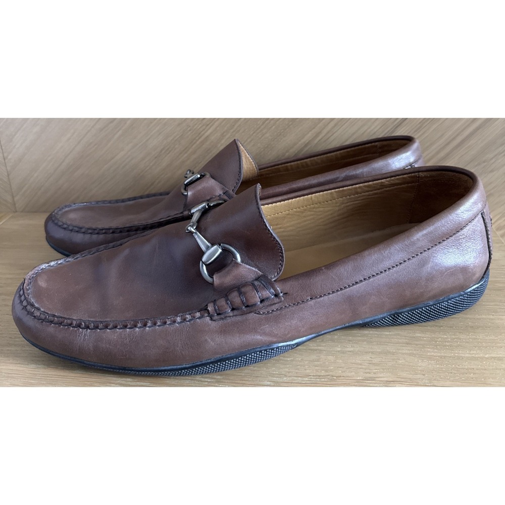 Peter Millar Brown Leather Horse Bit Moc Toe Driving Moccasin Loafer Mens 10 M
